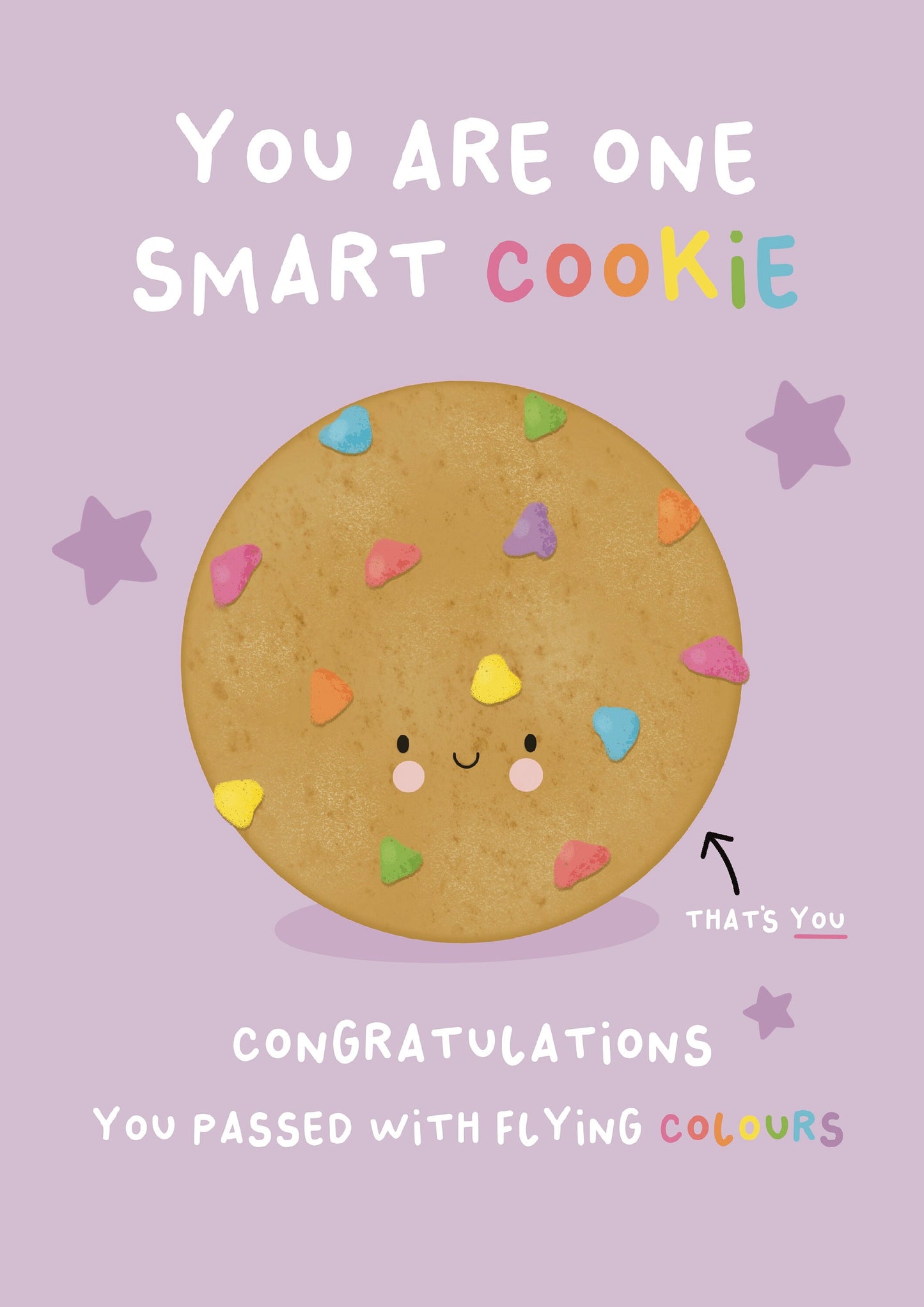 Charming Cookie Illustration Card | Congrats, Smart Cookie! | Passed with Flying Colours