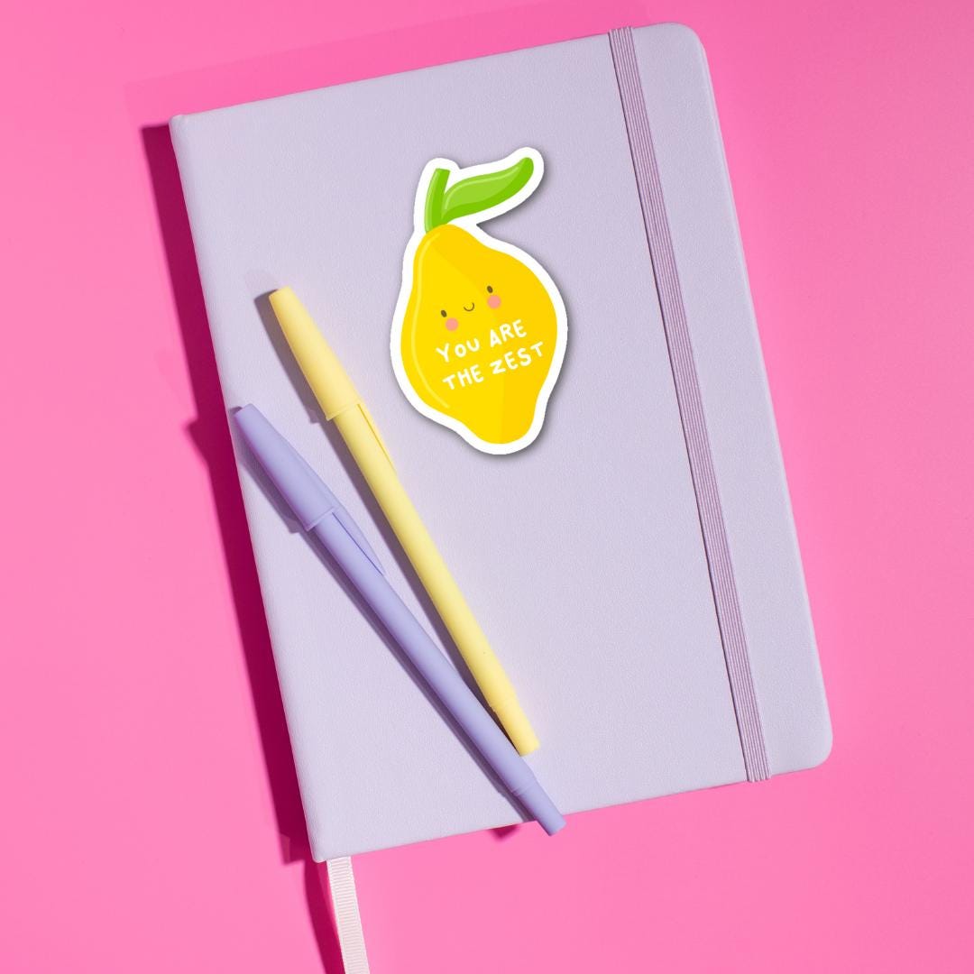 You Are the Zest Kawaii Lemon Sticker – Cute & Positive Vinyl Sticker