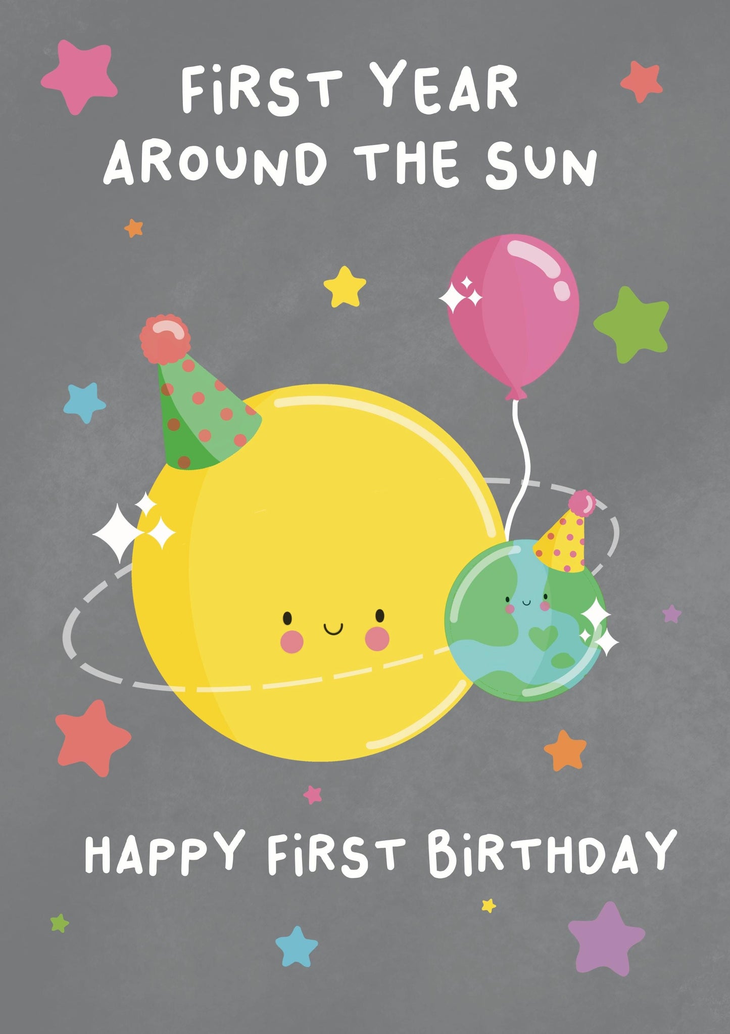 First Year Around the Sun Birthday Greeting Card | 1st Birthday Milestone Card