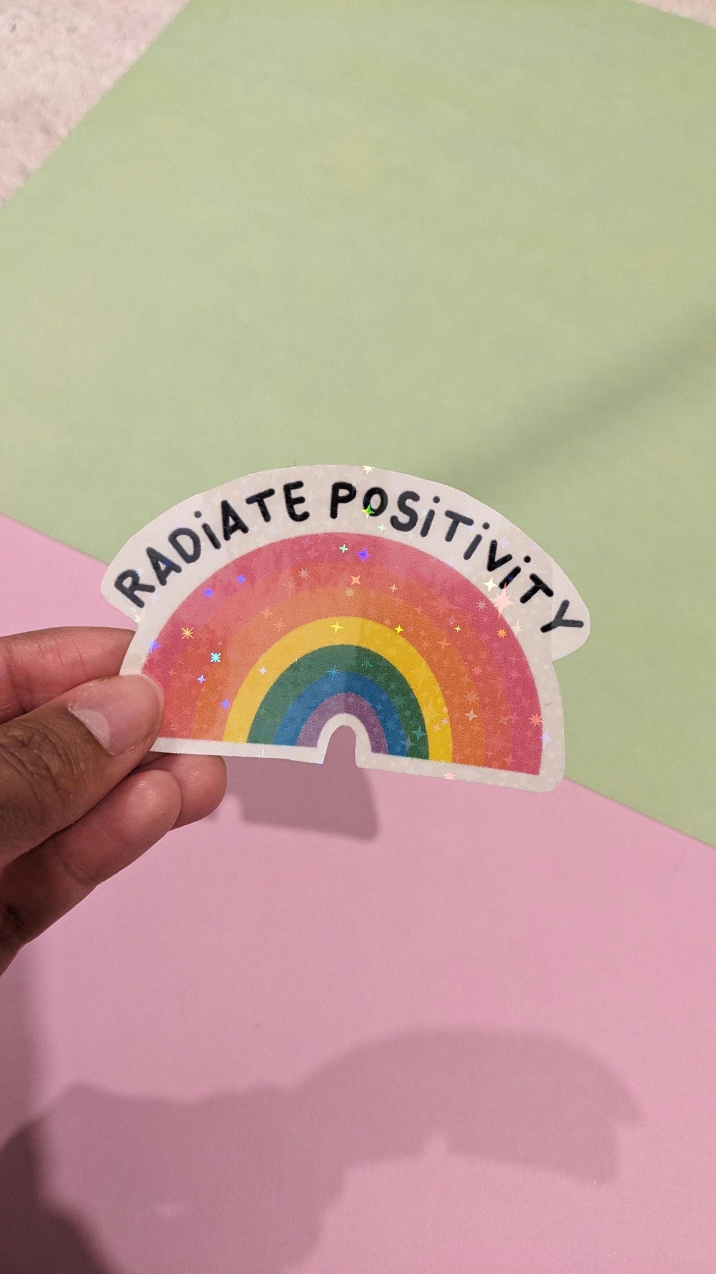 Radiate Positivity Sticker - Holographic Vinyl Rainbow Sticker | Feel-Good Vibes