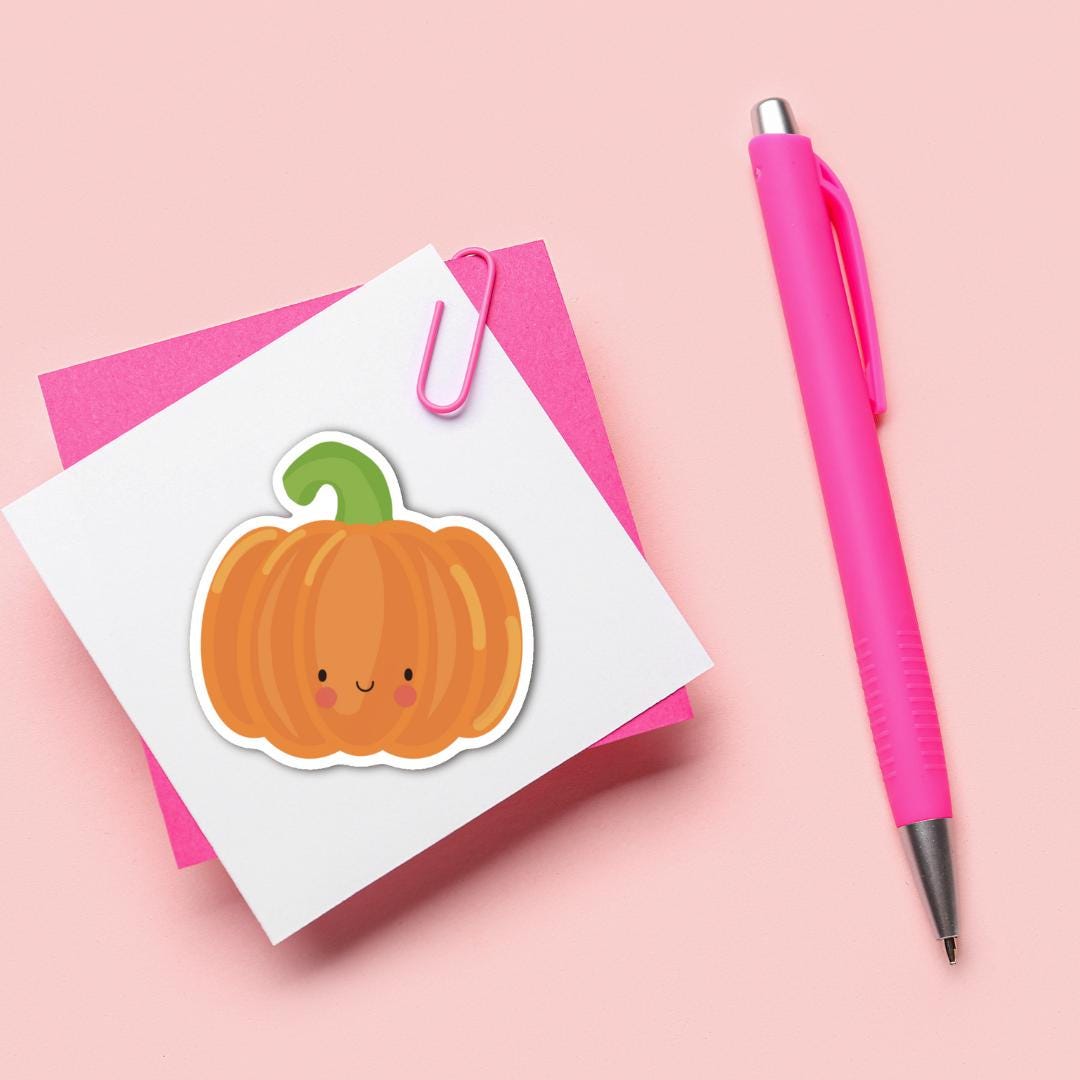 Cute Pumpkin Sticker – Fall, Halloween, and Autumn Decor Sticker