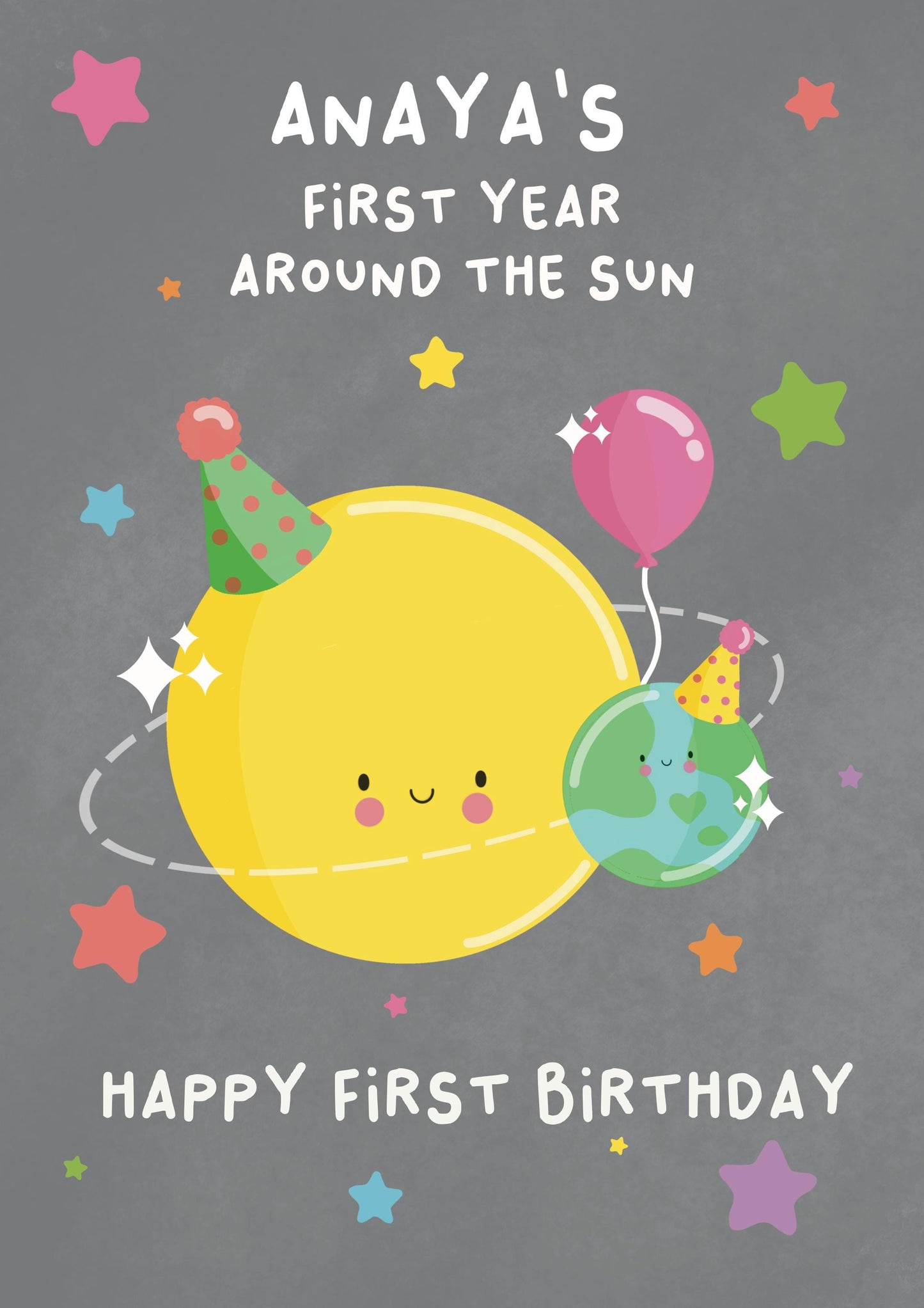 First Year Around the Sun Birthday Greeting Card | 1st Birthday Milestone Card