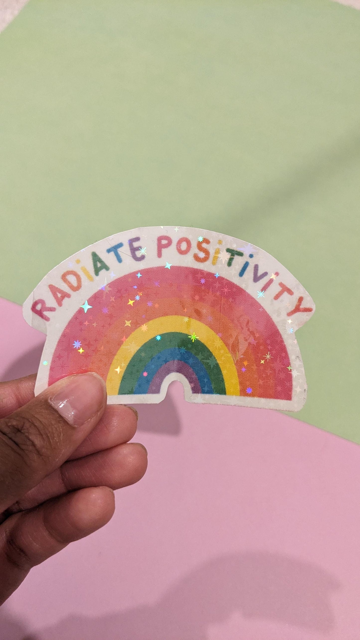 Radiate Positivity Sticker - Holographic Vinyl Rainbow Sticker | Feel-Good Vibes