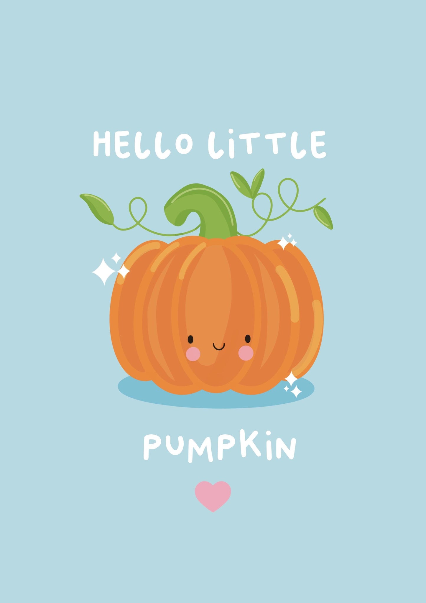 Welcome Little Pumpkin Card - Cute Kawaii Pumpkin Baby Shower Greeting Card - New Baby Celebration Card