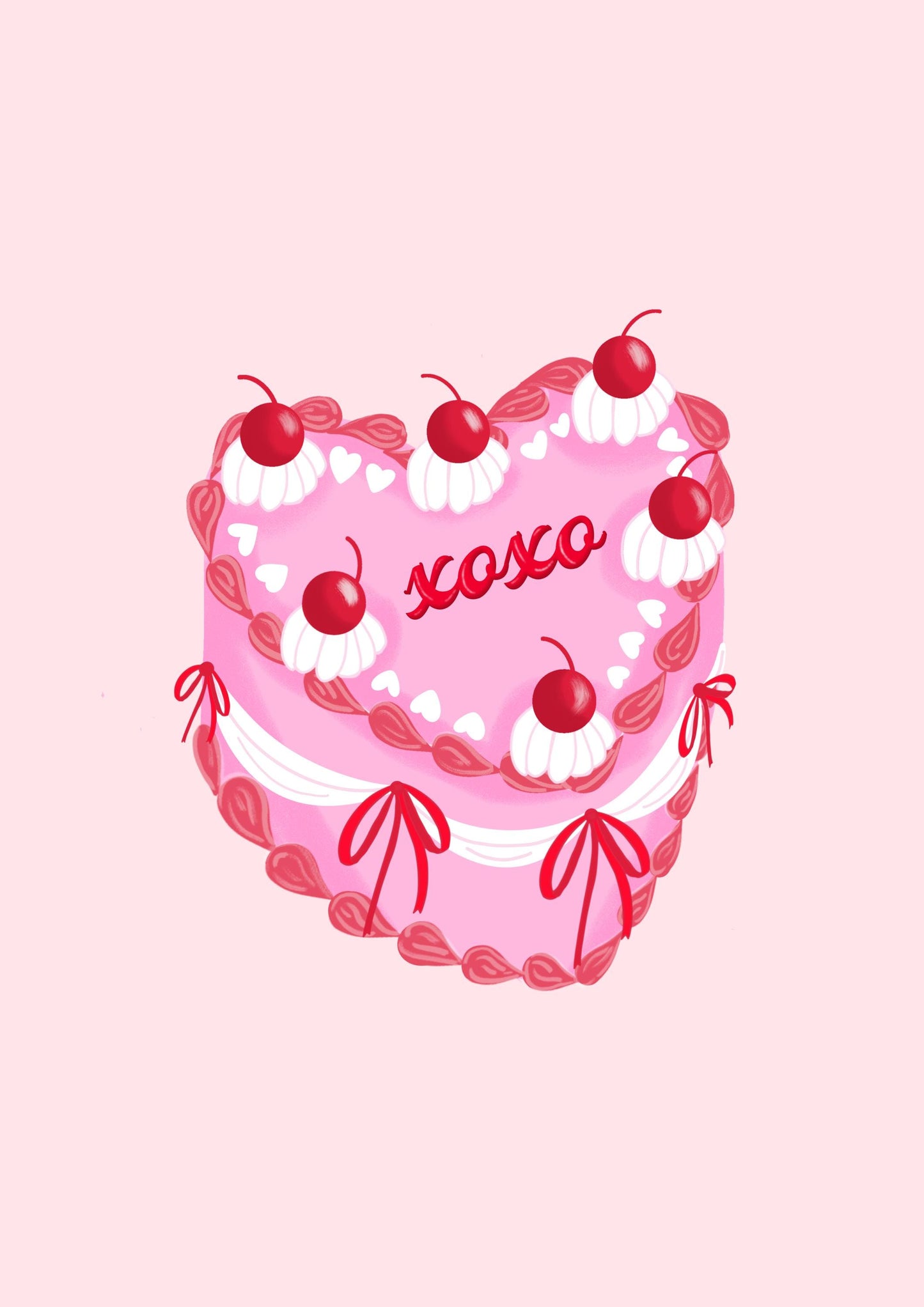 Heart Cake "XOXO" Greeting Card - Sweet Valentine’s Day Card, Love Note, or Anniversary Card