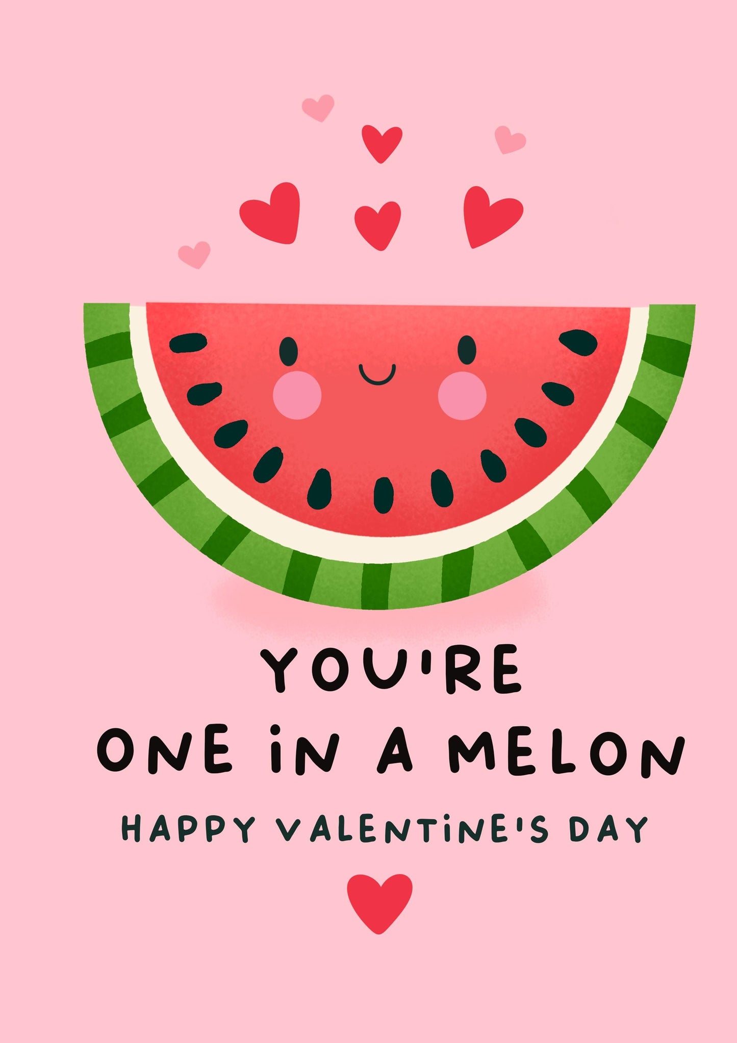 One in a Melon Valentine’s Day Card – Cute Pun Greeting Card for Him or Her – Funny Watermelon Card – Handmade Valentine Card