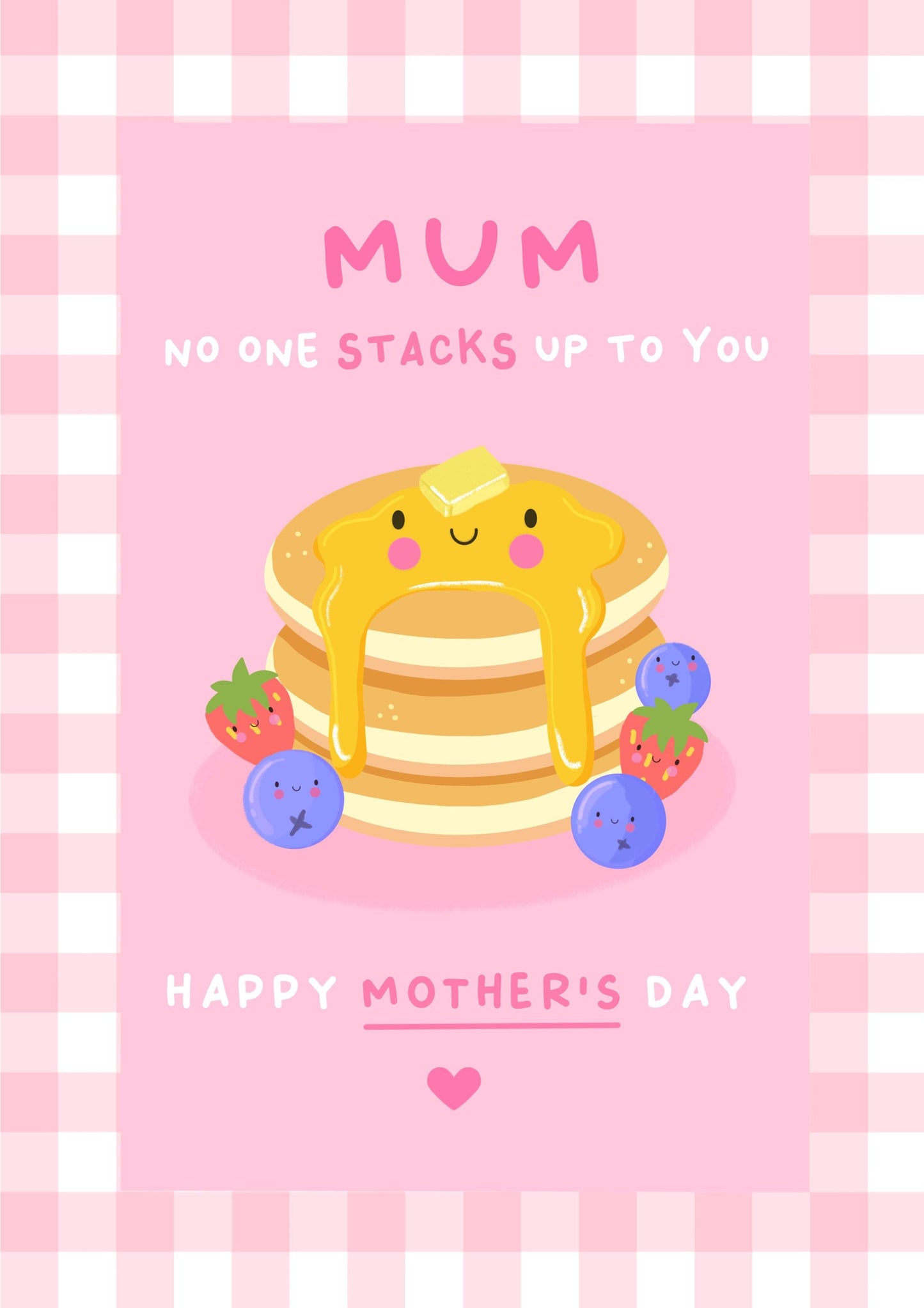 Cute Kawaii Pancake Mother’s Day Card – No One Stacks Up to You – Funny Mum Card – Food Pun Card – Cute Breakfast Greeting Card