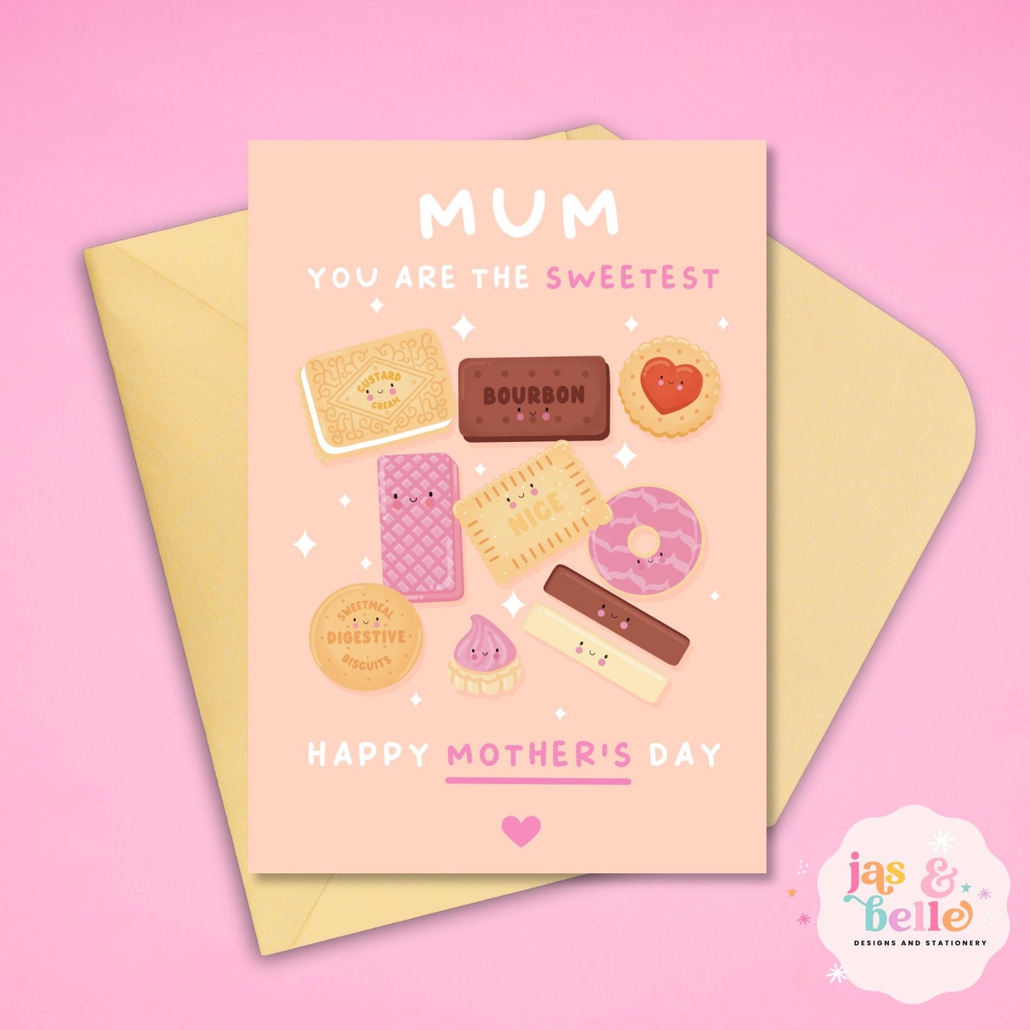 Mum You Are The Sweetest – Cute Kawaii Biscuit Mother’s Day Card | AdorableGreeting Card for Mum | Funny Mum Card | UK Biscuit Lover Gift