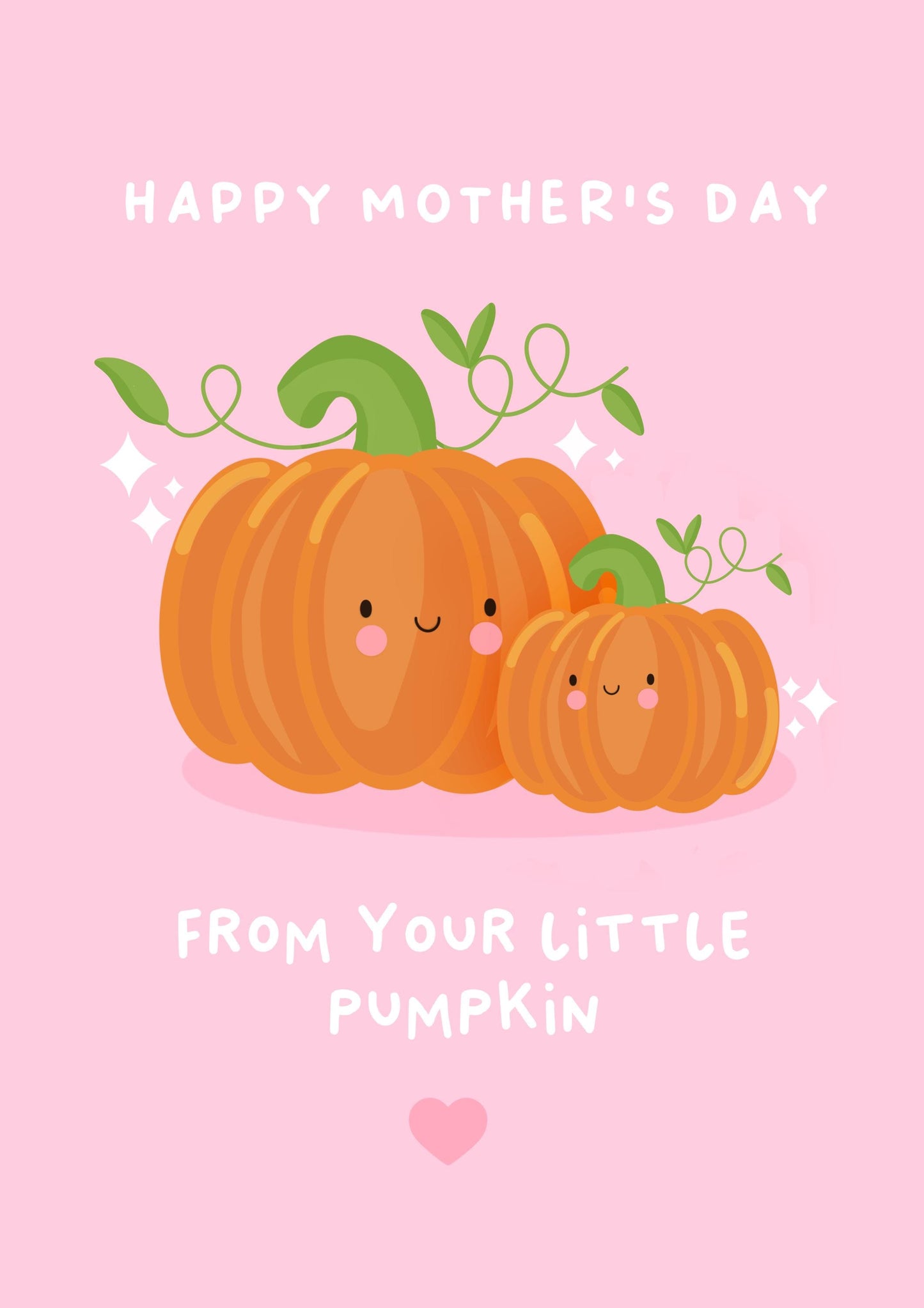 Cute Mother's Day Card from Little Pumpkin Kawaii Pumpkin Card for Mom, Mum Cute Mother's Day Gift for Her