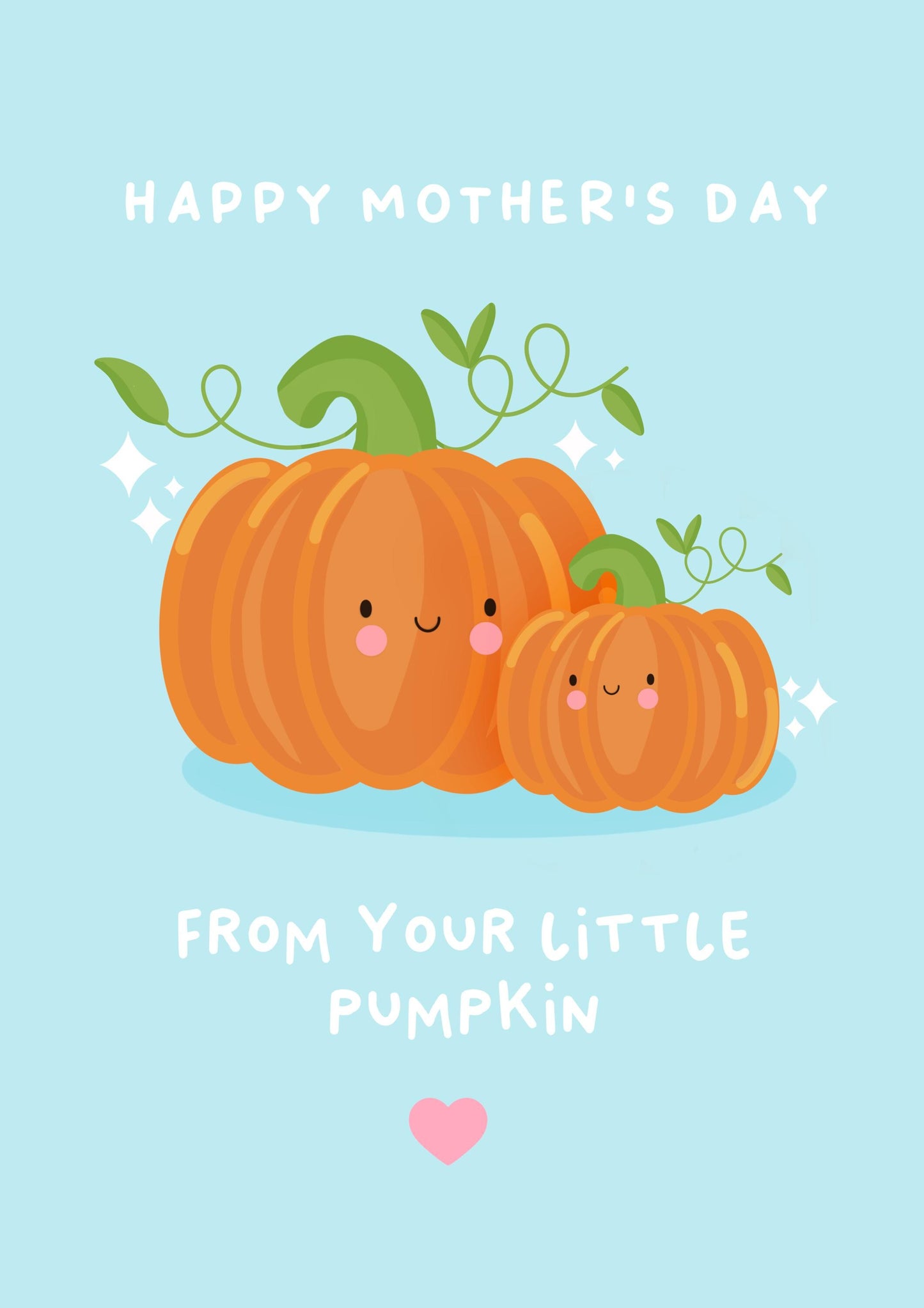 Cute Mother's Day Card from Little Pumpkin Kawaii Pumpkin Card for Mom, Mum Cute Mother's Day Gift for Her