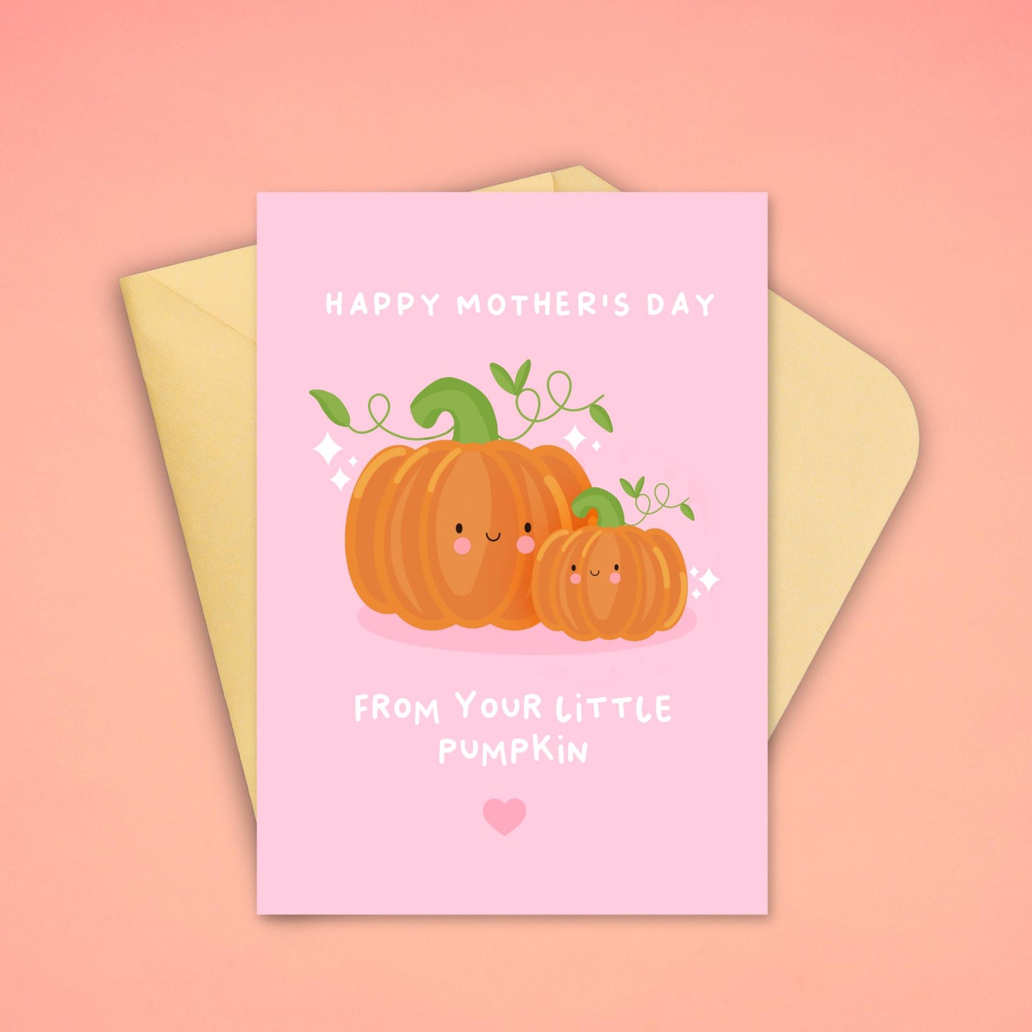 Cute Mother's Day Card from Little Pumpkin Kawaii Pumpkin Card for Mom, Mum Cute Mother's Day Gift for Her