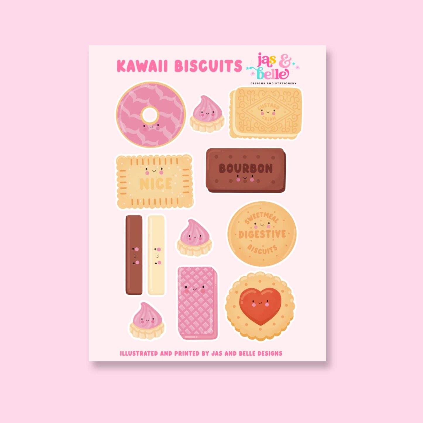 Kawaii Biscuit Sticker Sheet – Cute Waterproof Vinyl Stickers | Bakery Snack Stickers for Journaling, Scrapbooking, Laptops & Gifts