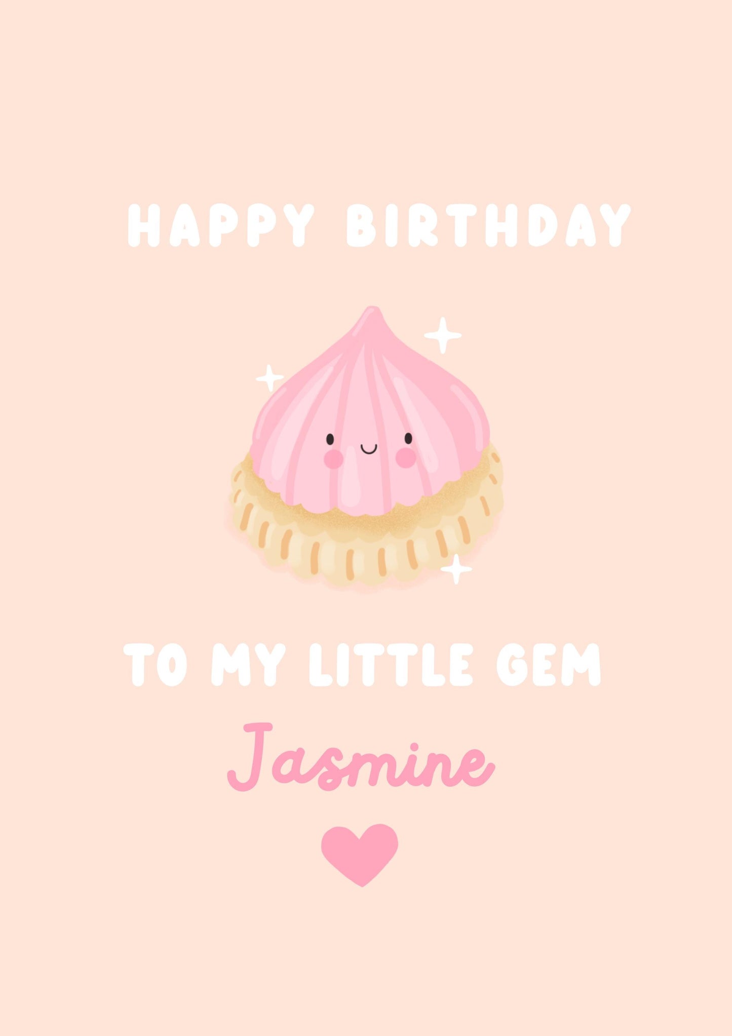 Personalised Cute Birthday Card for Kids & Loved Ones | Kawaii Biscuit Card | Custom Name Birthday Gift | Little Gem Pastel Card