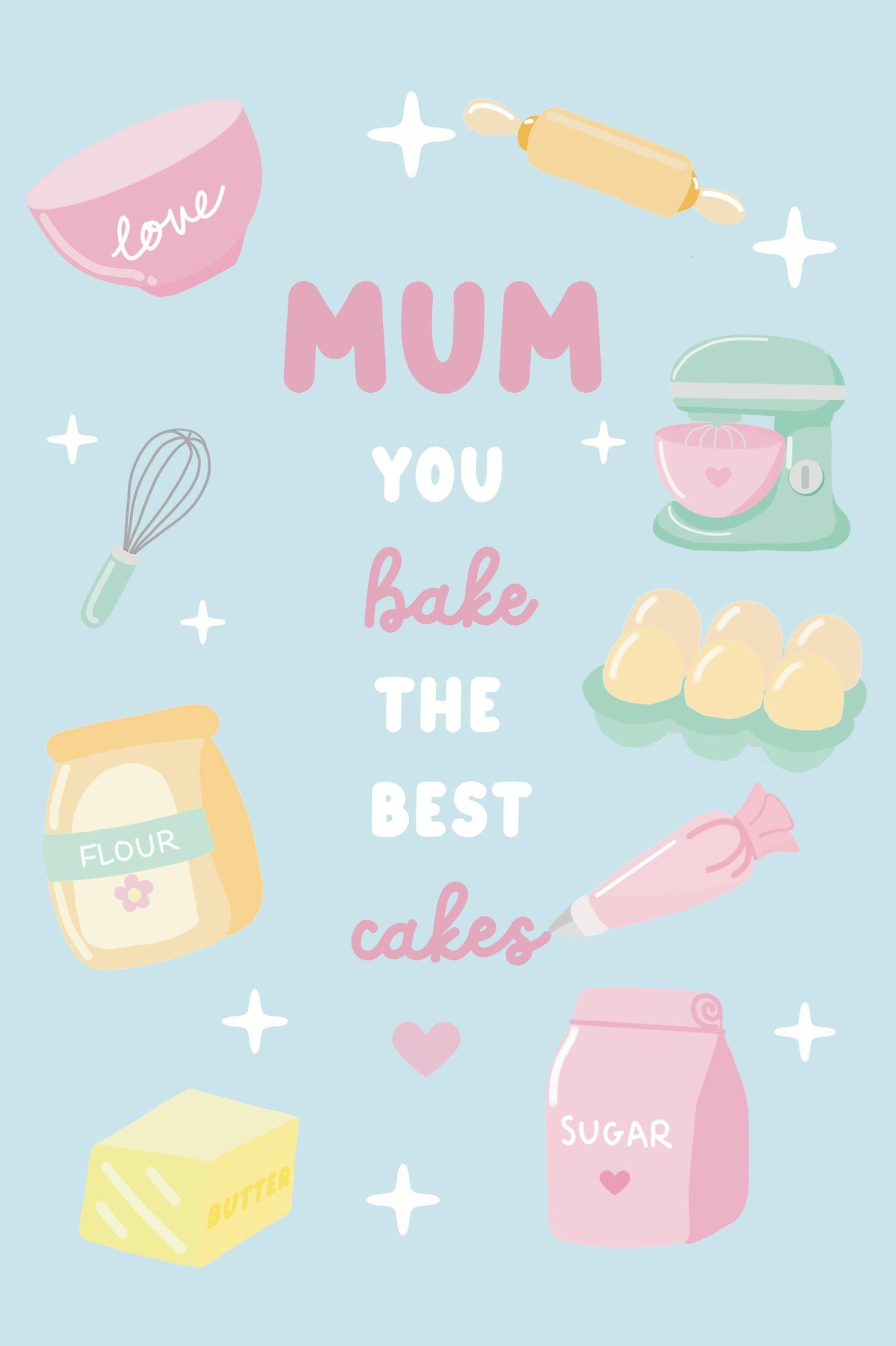 Mother’s Day Card for Mum – Bakes The Best Cakes – Handmade Baking Mom Greeting Card – Unique Mom Gift