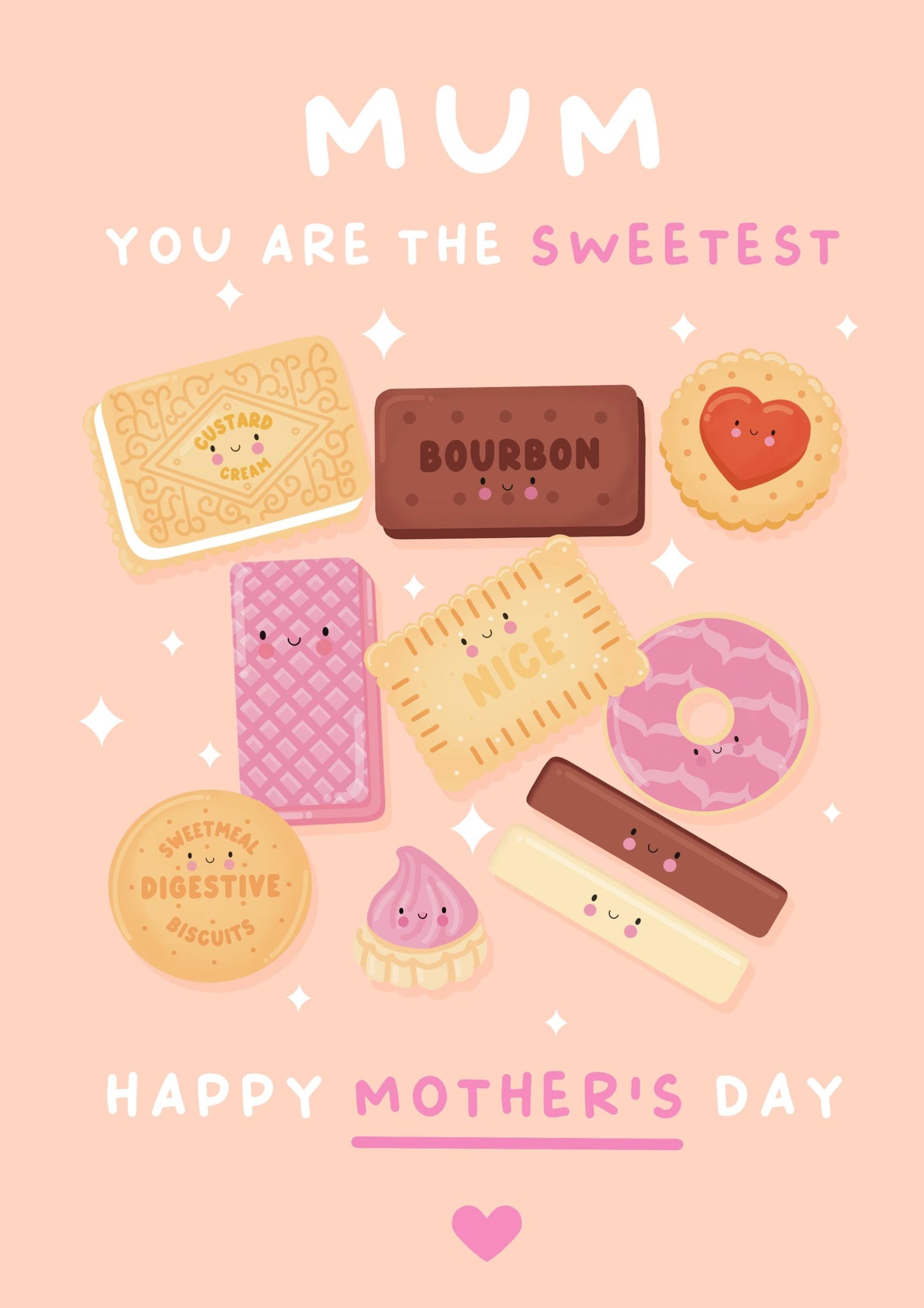 Mum You Are The Sweetest – Cute Kawaii Biscuit Mother’s Day Card | AdorableGreeting Card for Mum | Funny Mum Card | UK Biscuit Lover Gift