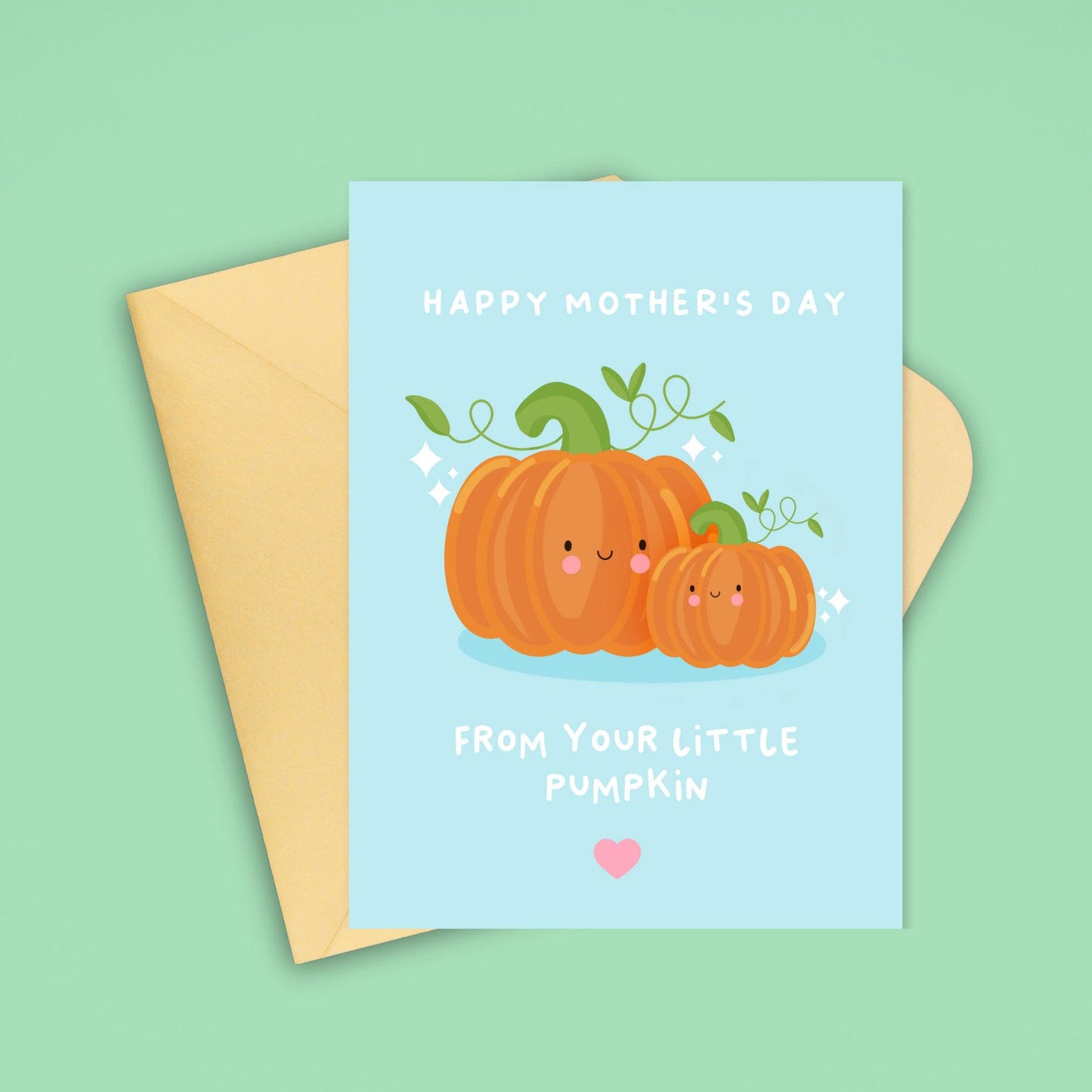 Cute Mother's Day Card from Little Pumpkin Kawaii Pumpkin Card for Mom, Mum Cute Mother's Day Gift for Her