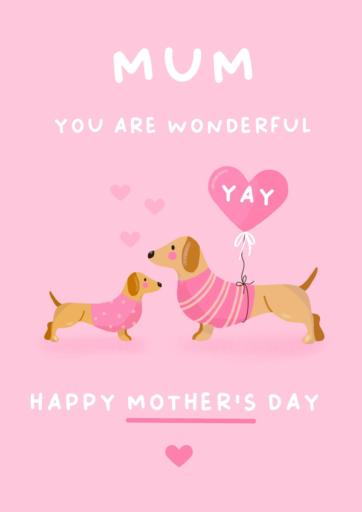 Cute Dachshund Mother's Day Card - Mum and Puppy Sausage Dog Card - Puppy Mother's Day Gift - Dog Mum Card - Whimsical Mother's Day Card