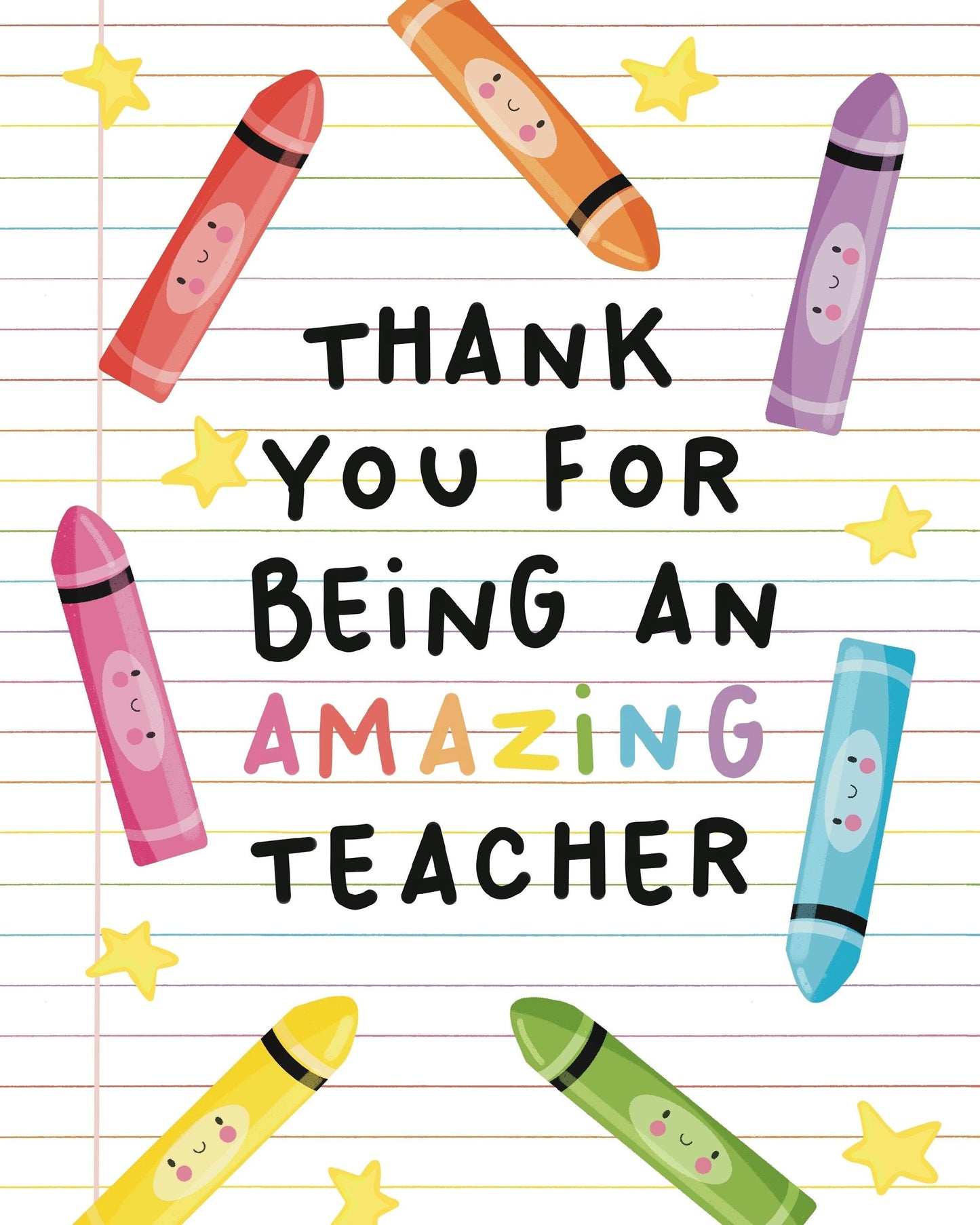 Cute Thank You Card for an Amazing Teacher - Perfect Way to Show Your Appreciation