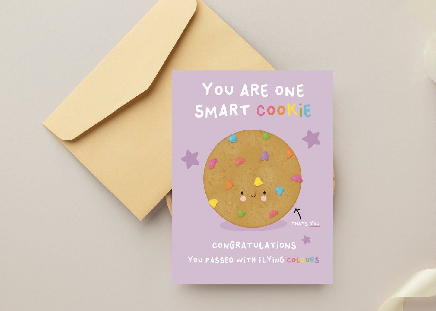 Charming Cookie Illustration Card | Congrats, Smart Cookie! | Passed with Flying Colours