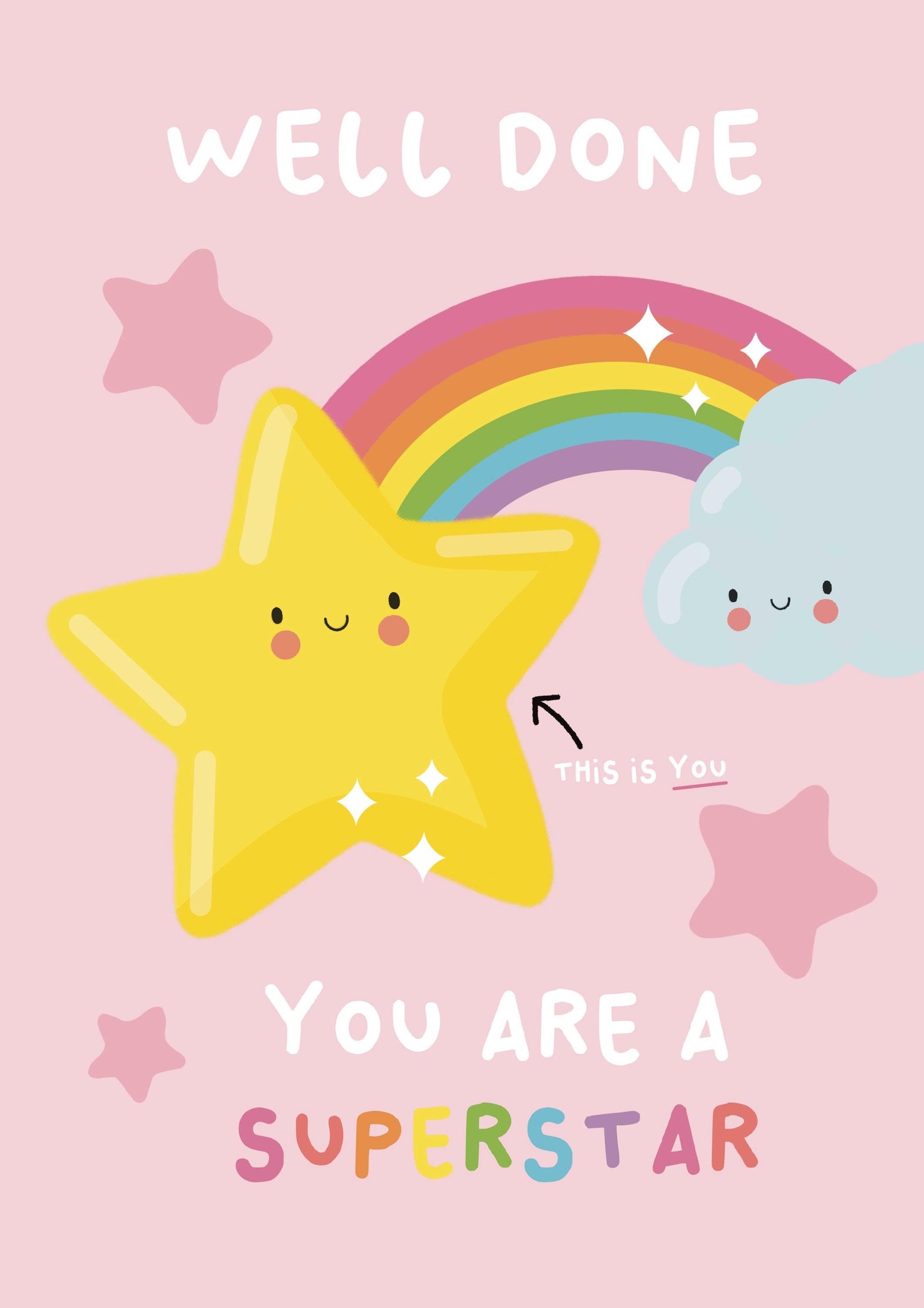 Vibrant Star and Rainbow Card | Well Done, Superstar! | Congratulations