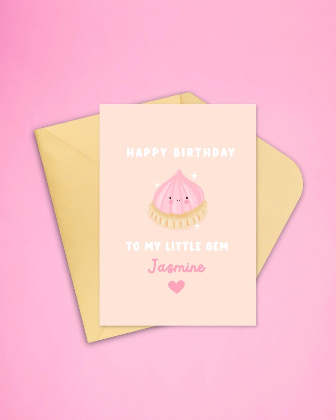 Personalised Cute Birthday Card for Kids & Loved Ones | Kawaii Biscuit Card | Custom Name Birthday Gift | Little Gem Pastel Card